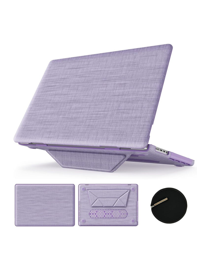 Case for MacBook Pro 16 Inch M4 Case,Foldable Stand and Mouse Pad/Bag,Plastic Hard Shell,Woven Fabric Protective Cover for MacBook Pro 16 Inch(2021-2024)【M1 A2485/M2 A2780/M3 A2991】(purple)